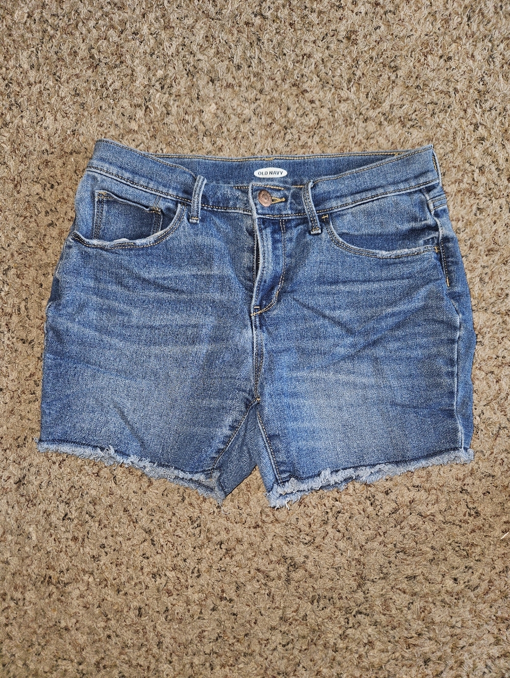 Old Navy Medium Blue Denim Destroyed Hem Shorts | Girls 14